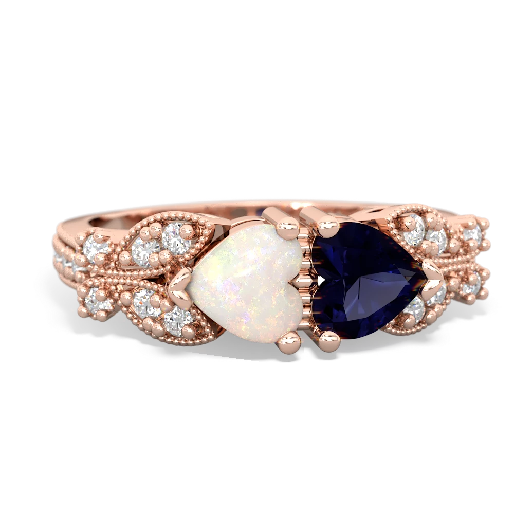 Opal Diamond Butterflies 14K Rose Gold ring R5601