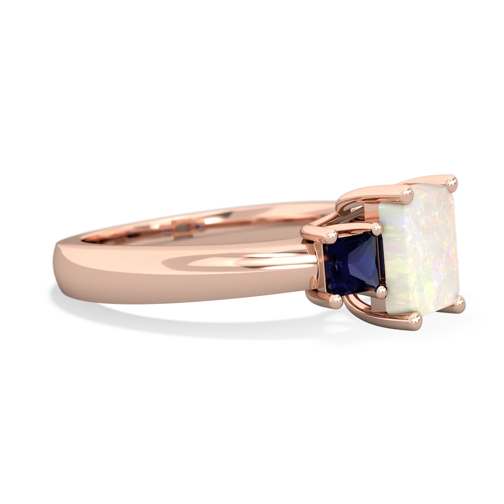 Opal Three Stone Emerald-Cut Trellis 14K Rose Gold ring R4021