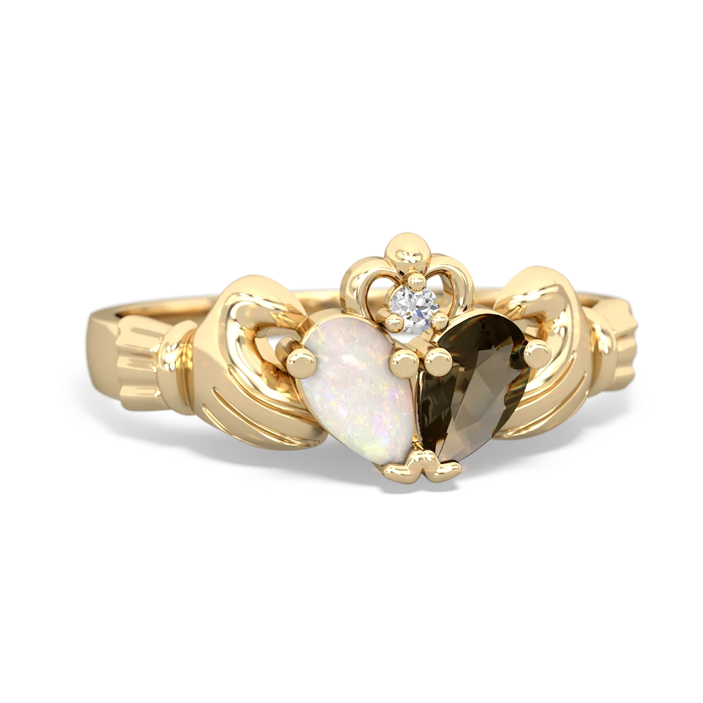 Opal 'Our Heart' Claddagh 14K Yellow Gold ring R2388