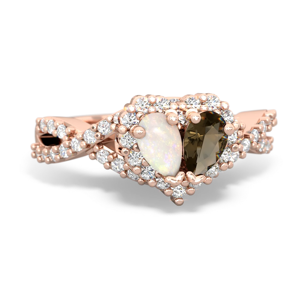 Opal Diamond Twist 'One Heart' 14K Rose Gold ring R2640HRT