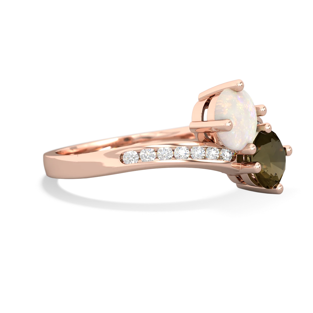 Opal Channel Set Two Stone 14K Rose Gold ring R5303