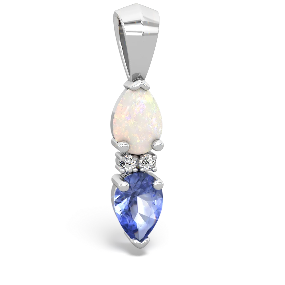 Opal Bowtie Drop 14K White Gold pendant P0865