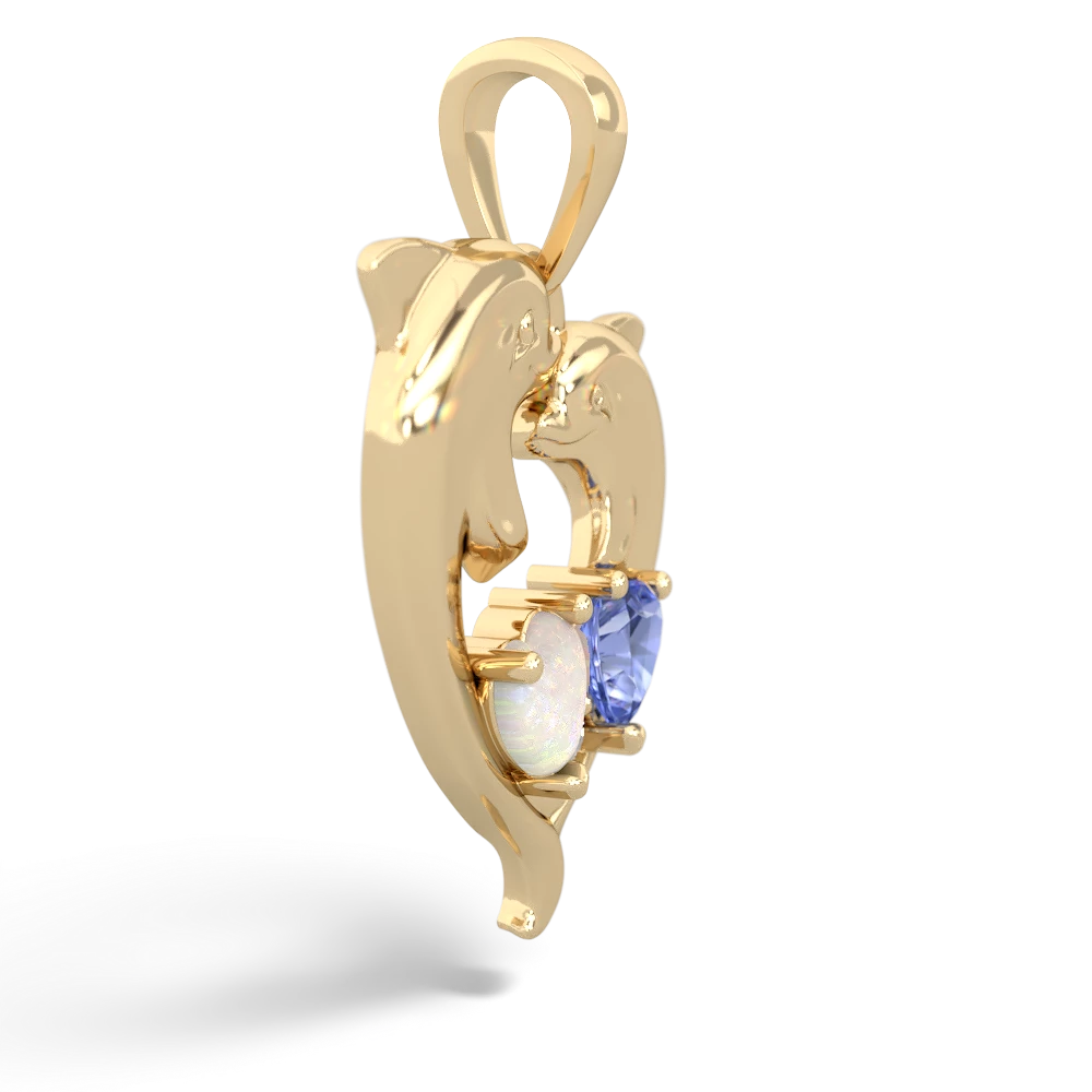 Opal Dolphin Heart 14K Yellow Gold pendant P5820