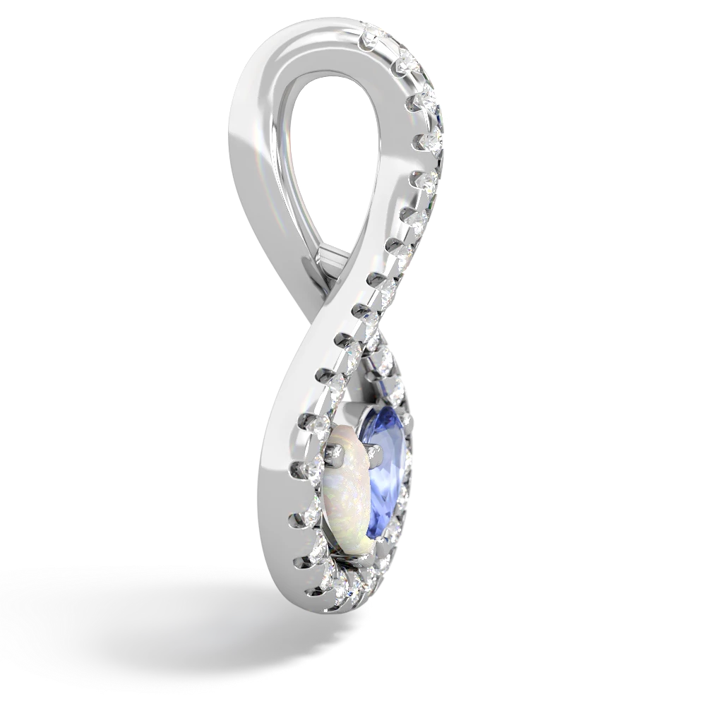 Opal Pave Twist 'One Heart' 14K White Gold pendant P5360