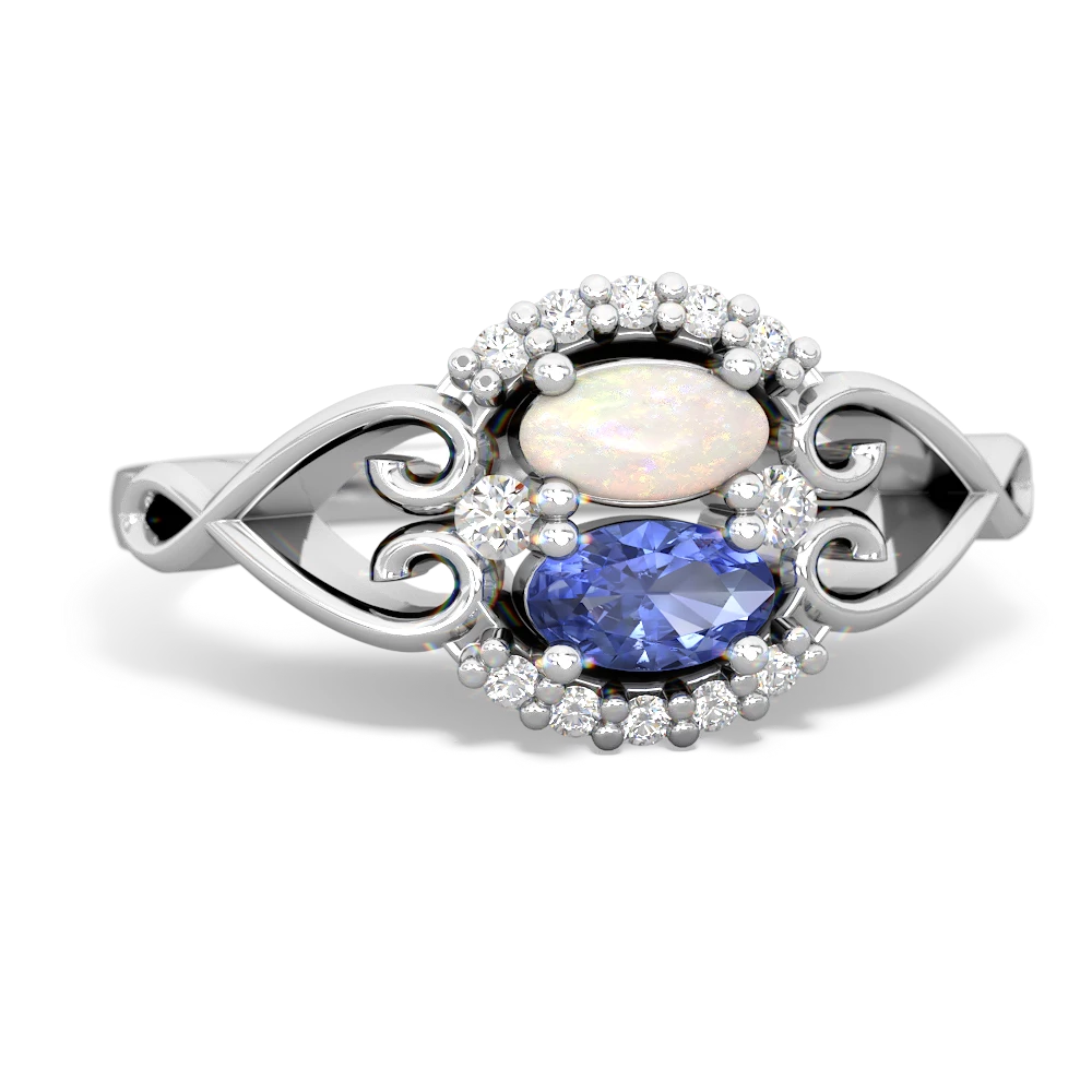 Opal Love Nest 14K White Gold ring R5860