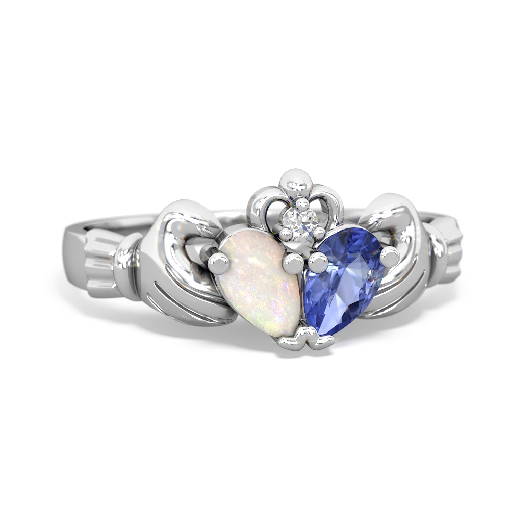 Opal 'Our Heart' Claddagh 14K White Gold ring R2388