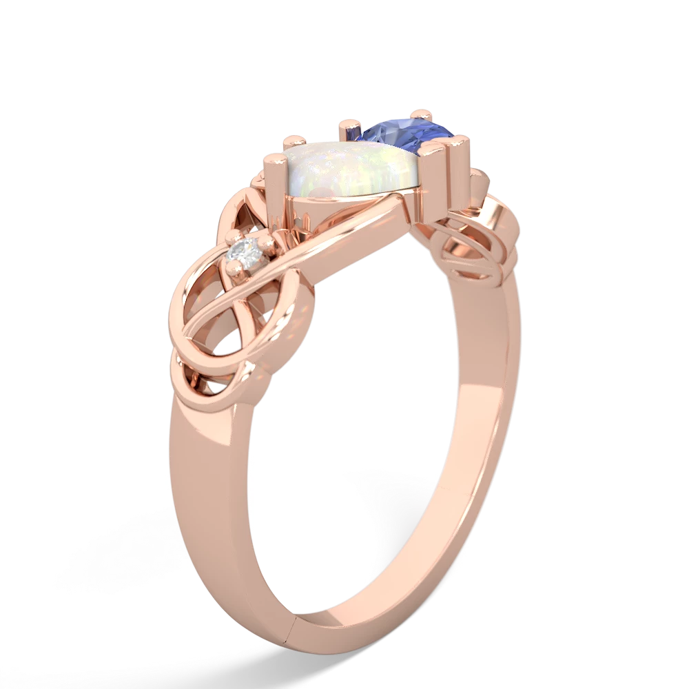 Opal 'One Heart' Celtic Knot Claddagh 14K Rose Gold ring R5322