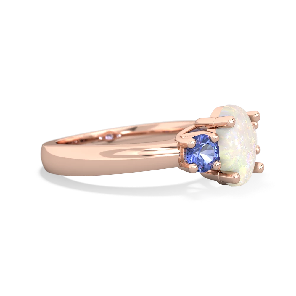 Opal Three Stone Oval Trellis 14K Rose Gold ring R4024