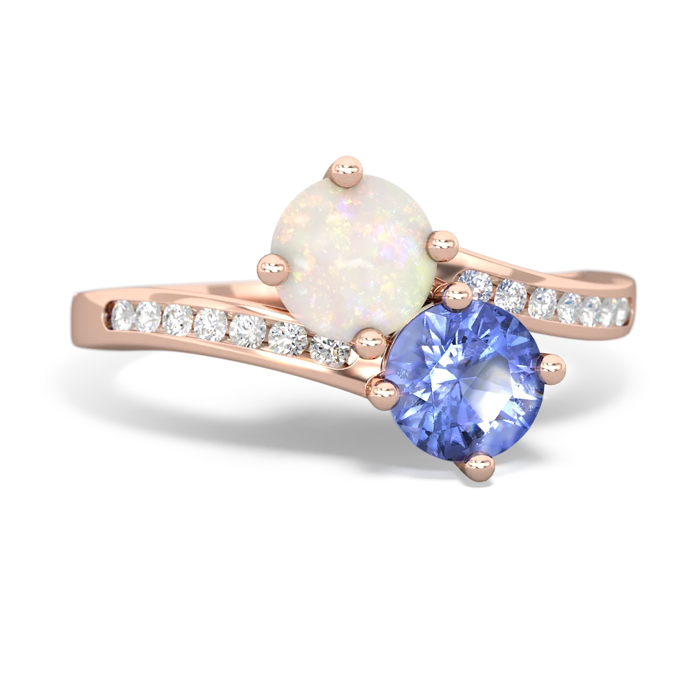 Opal Channel Set Two Stone 14K Rose Gold ring R5303