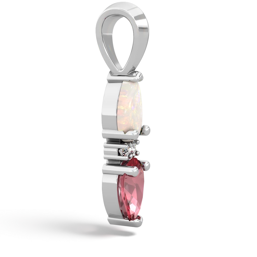 Opal Bowtie Drop 14K White Gold pendant P0865