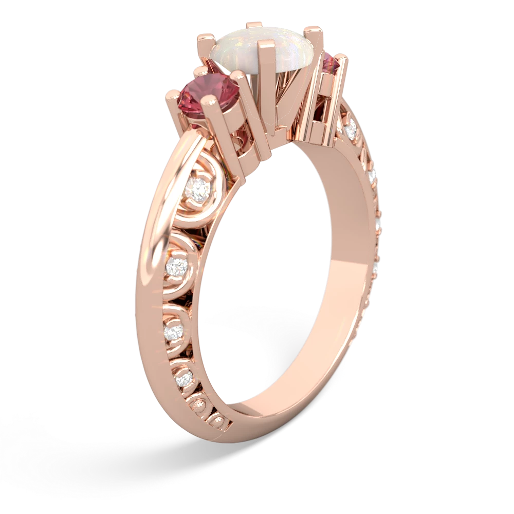 Opal Art Deco Eternal Embrace Engagement 14K Rose Gold ring C2003