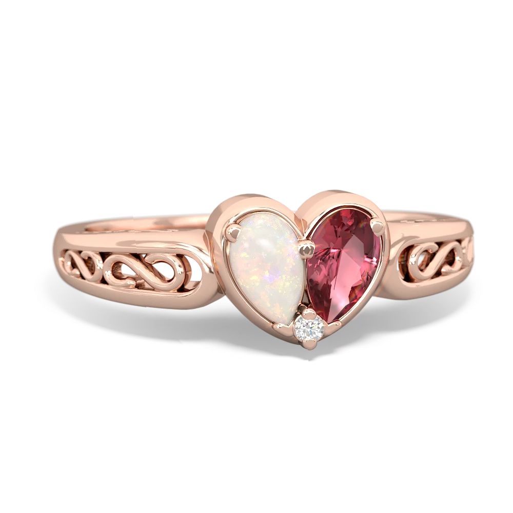 Opal Filligree 'One Heart' 14K Rose Gold ring R5070