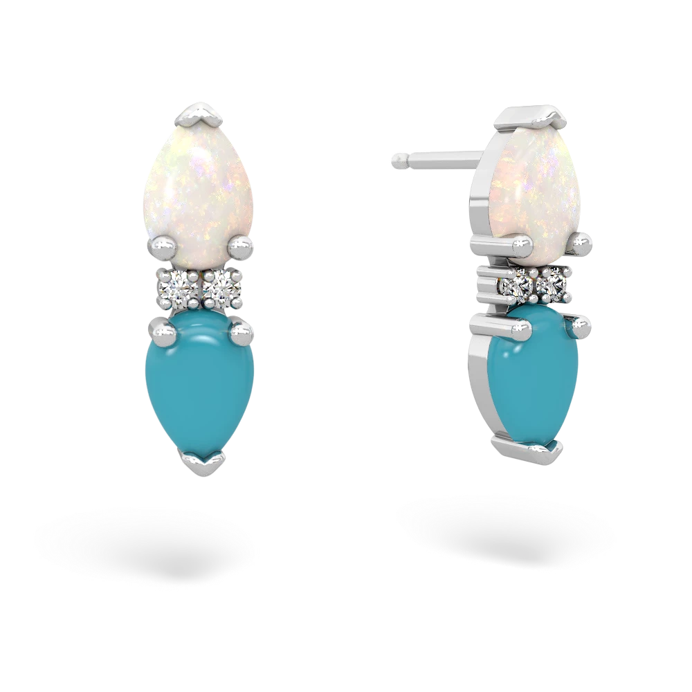 Opal Bowtie Drop 14K White Gold earrings E0865