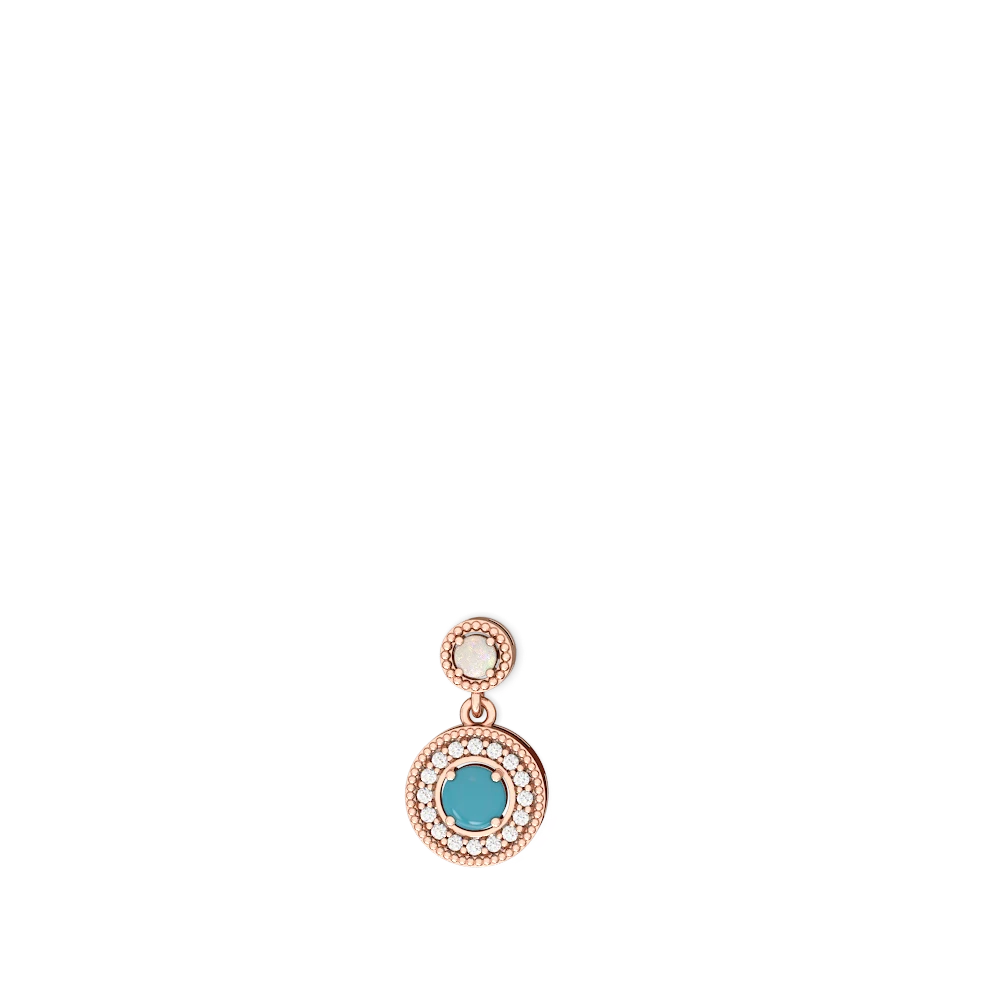 Opal Halo Dangle 14K Rose Gold earrings E5319