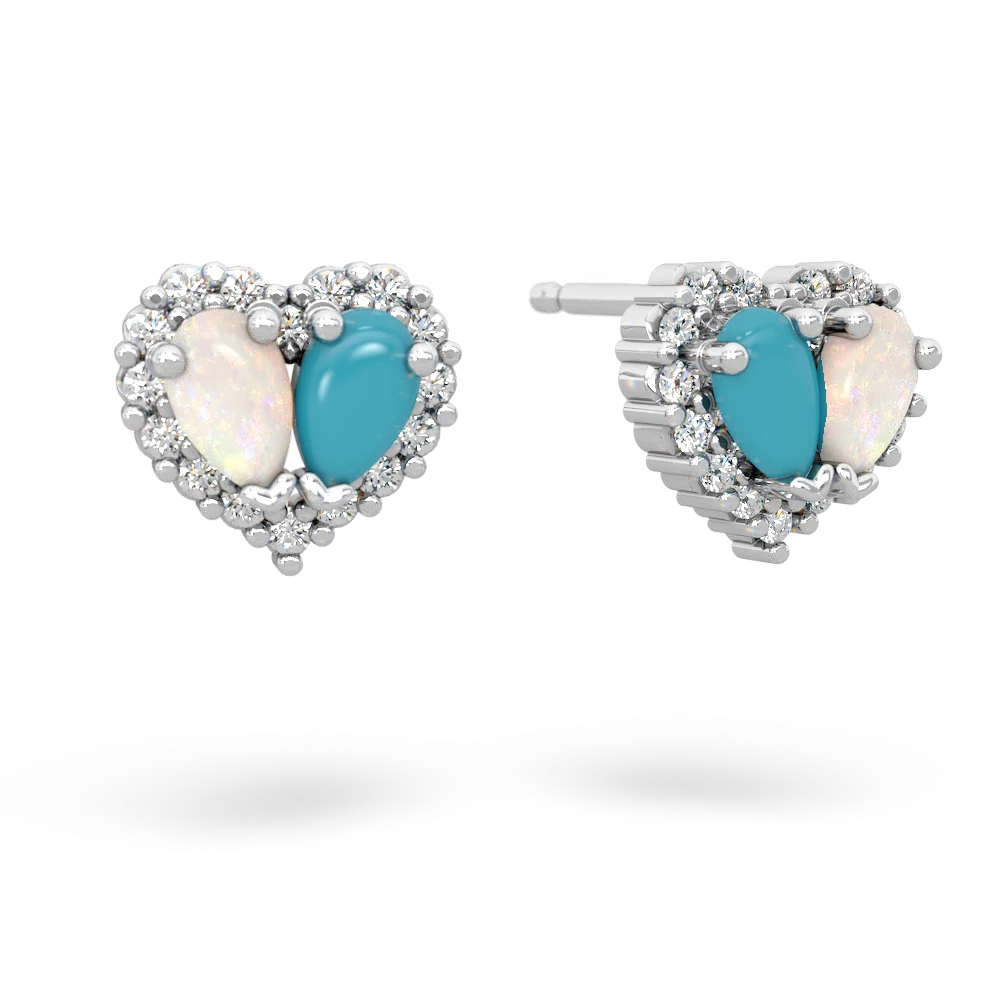 Opal Halo 14K White Gold earrings E7008