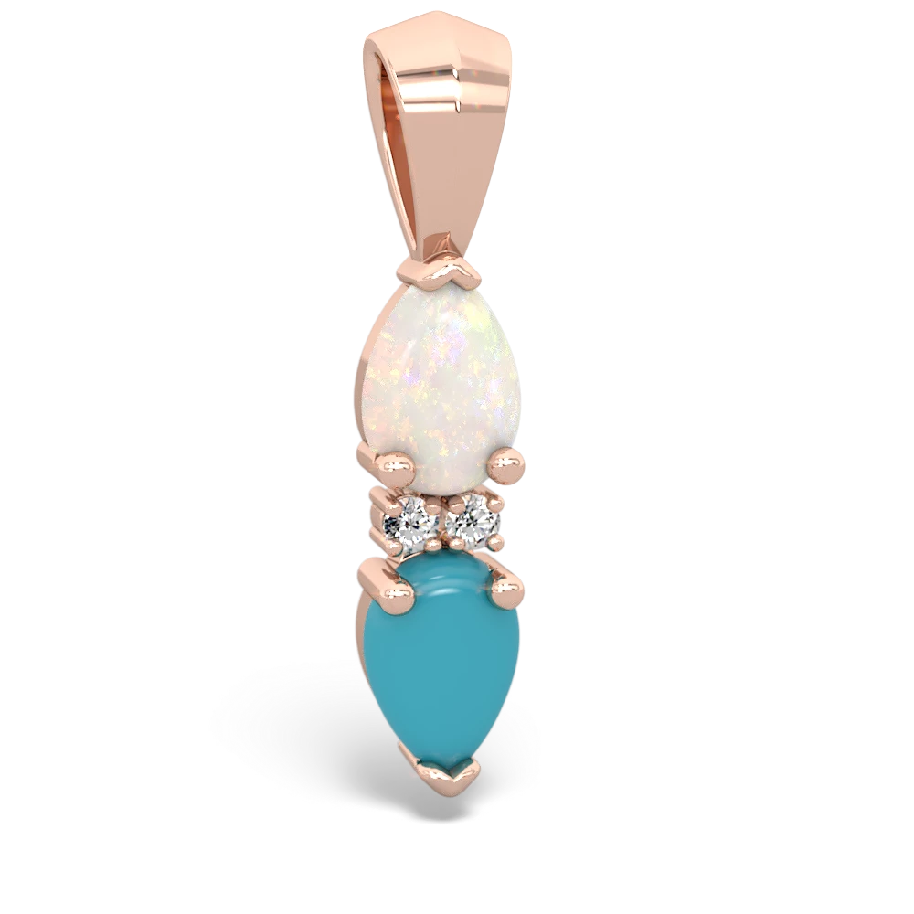 Opal Bowtie Drop 14K Rose Gold pendant P0865