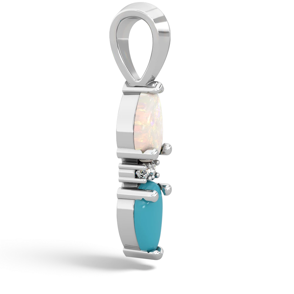 Opal Bowtie Drop 14K White Gold pendant P0865