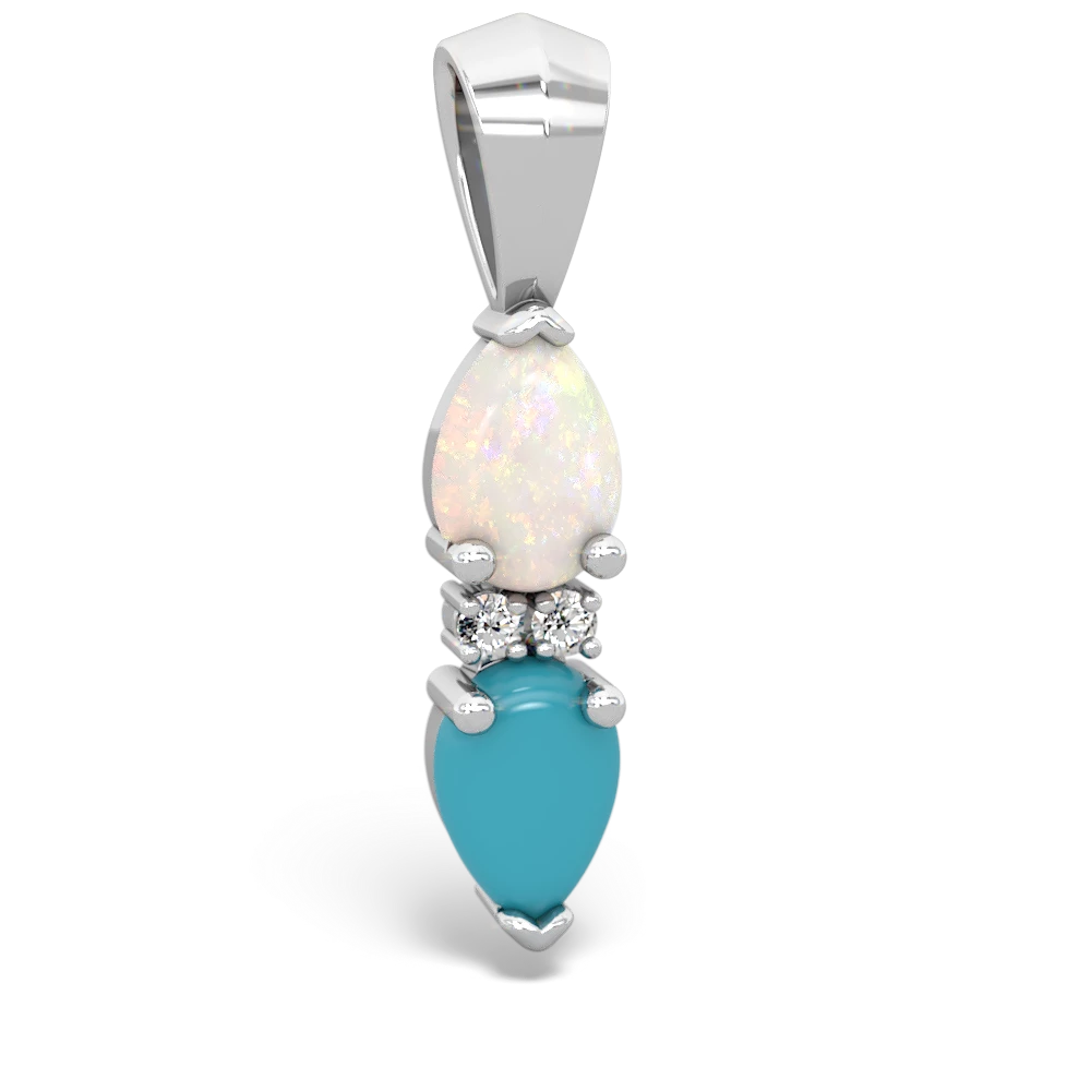 Opal Bowtie Drop 14K White Gold pendant P0865