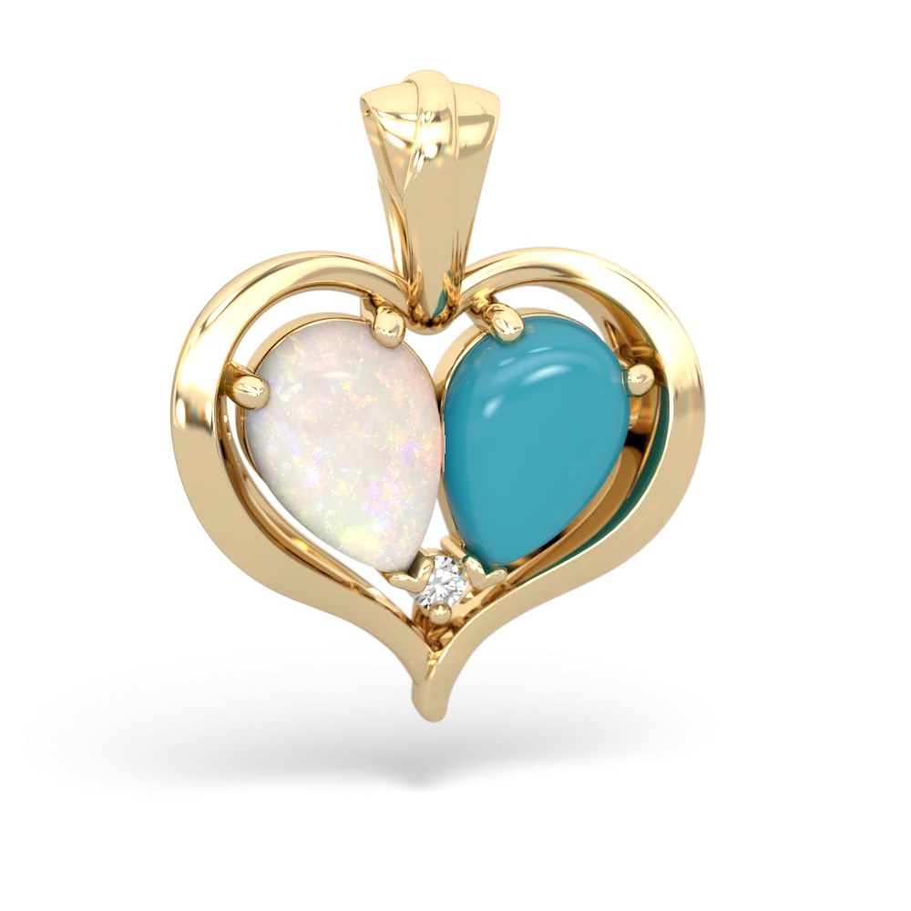 Opal Two Become One 14K Yellow Gold pendant P5330