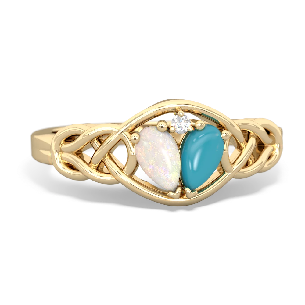 Opal Celtic Love Knot 14K Yellow Gold ring R5420