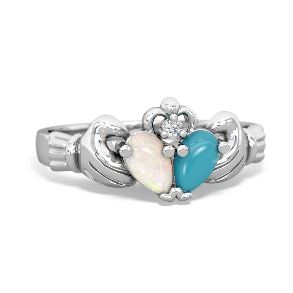 Opal 'Our Heart' Claddagh 14K White Gold ring R2388