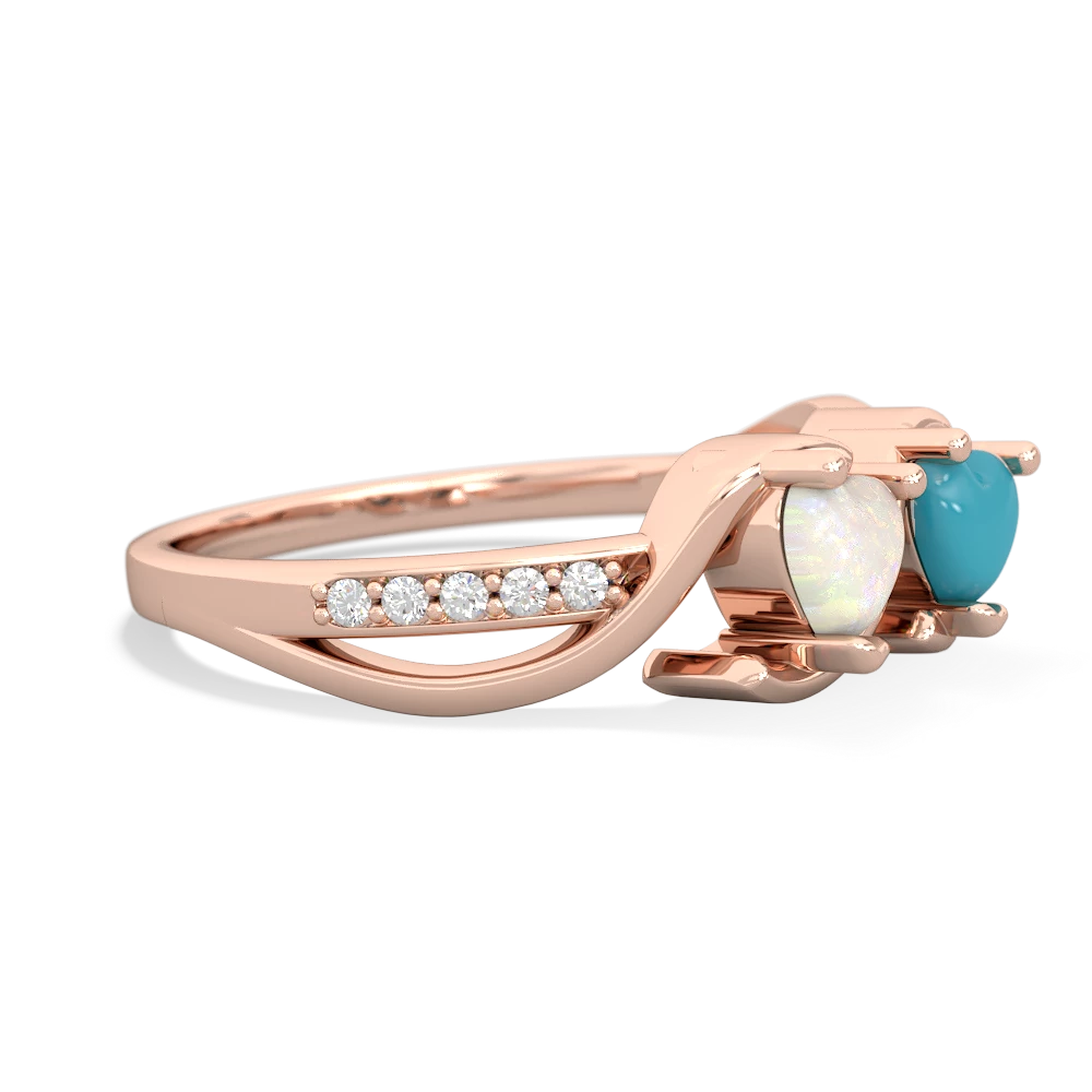 Opal Side By Side 14K Rose Gold ring R3090