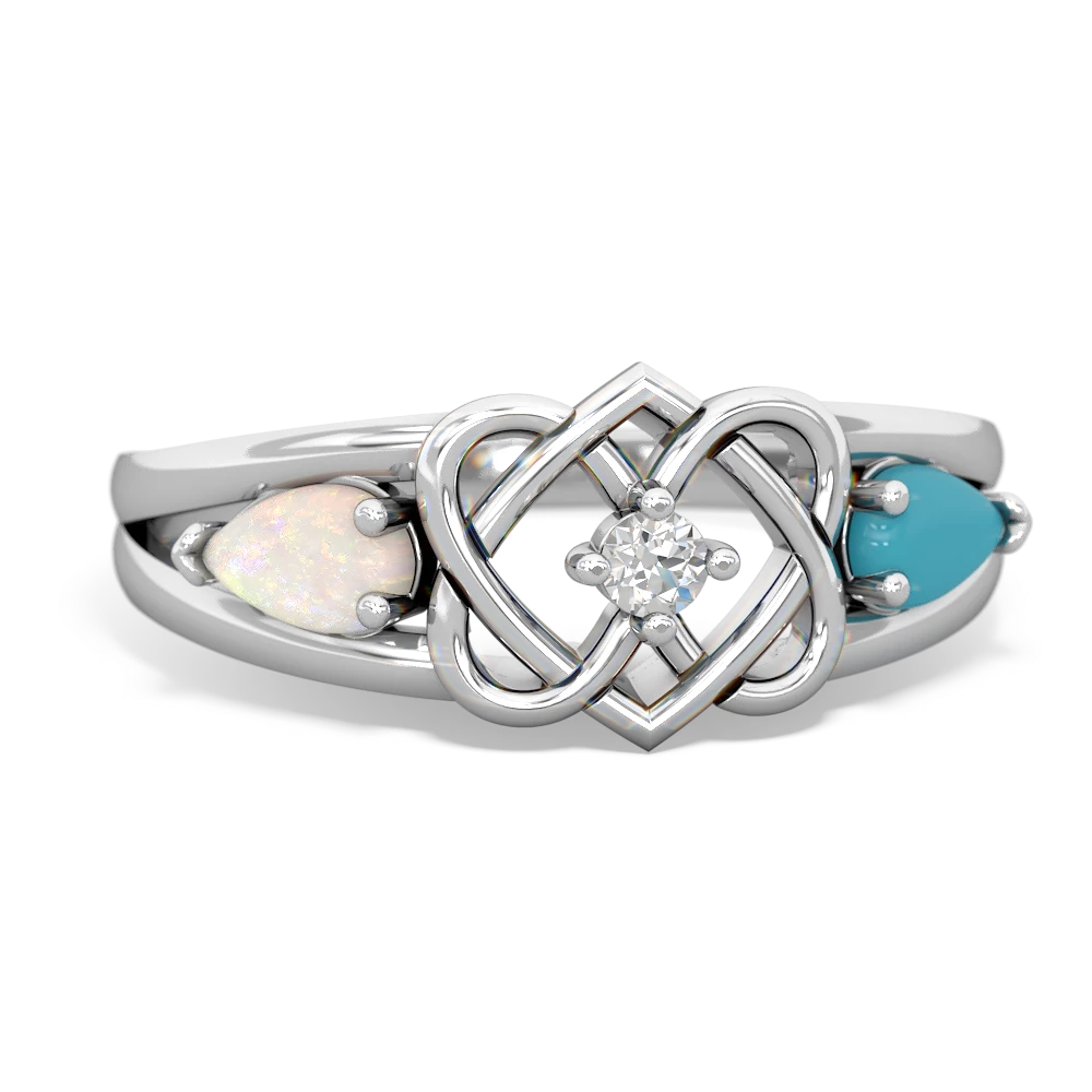 Opal Hearts Intertwined 14K White Gold ring R5880