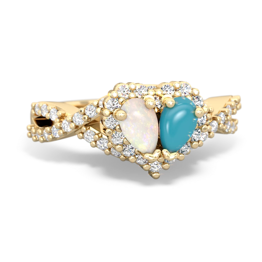 Opal Diamond Twist 'One Heart' 14K Yellow Gold ring R2640HRT