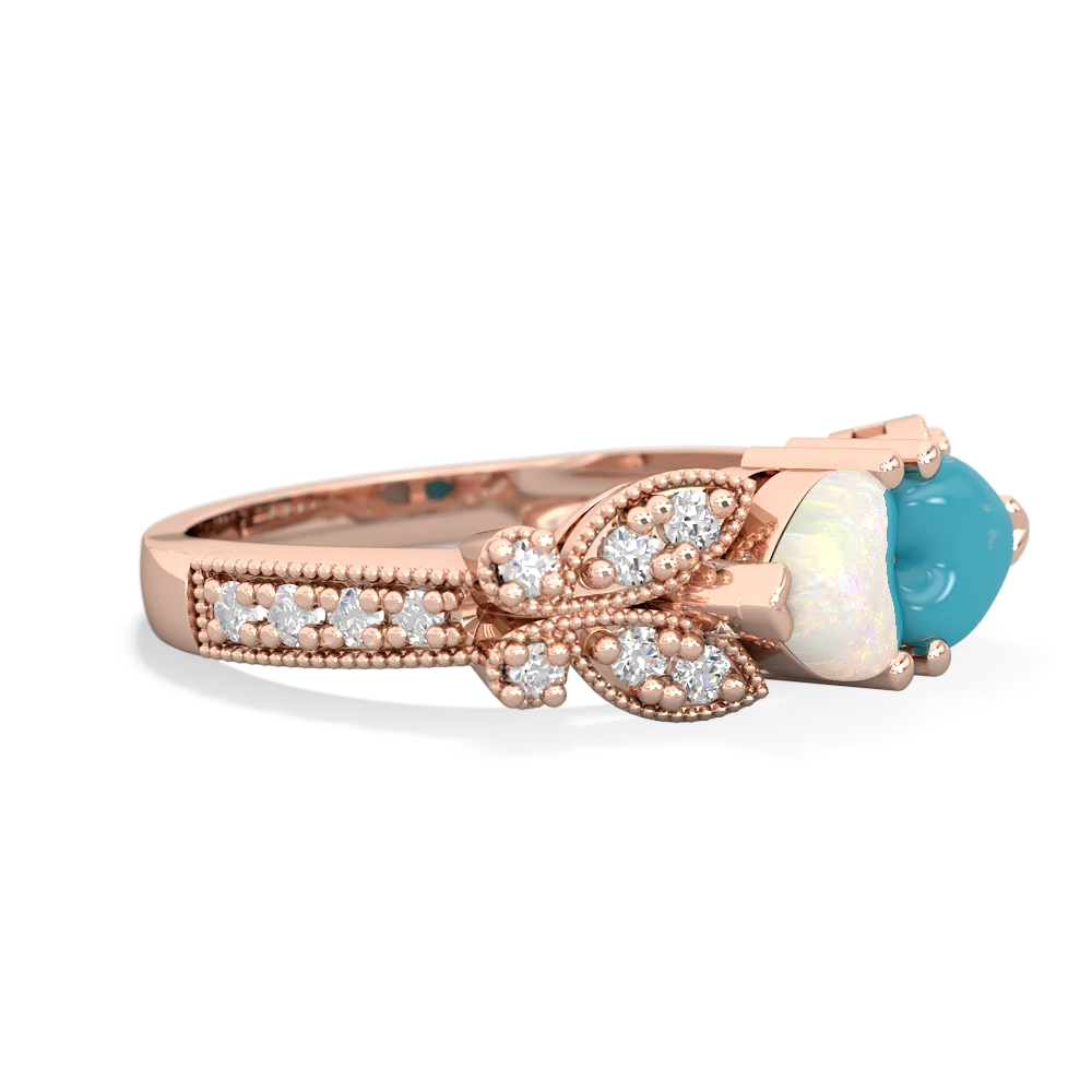 Opal Diamond Butterflies 14K Rose Gold ring R5601