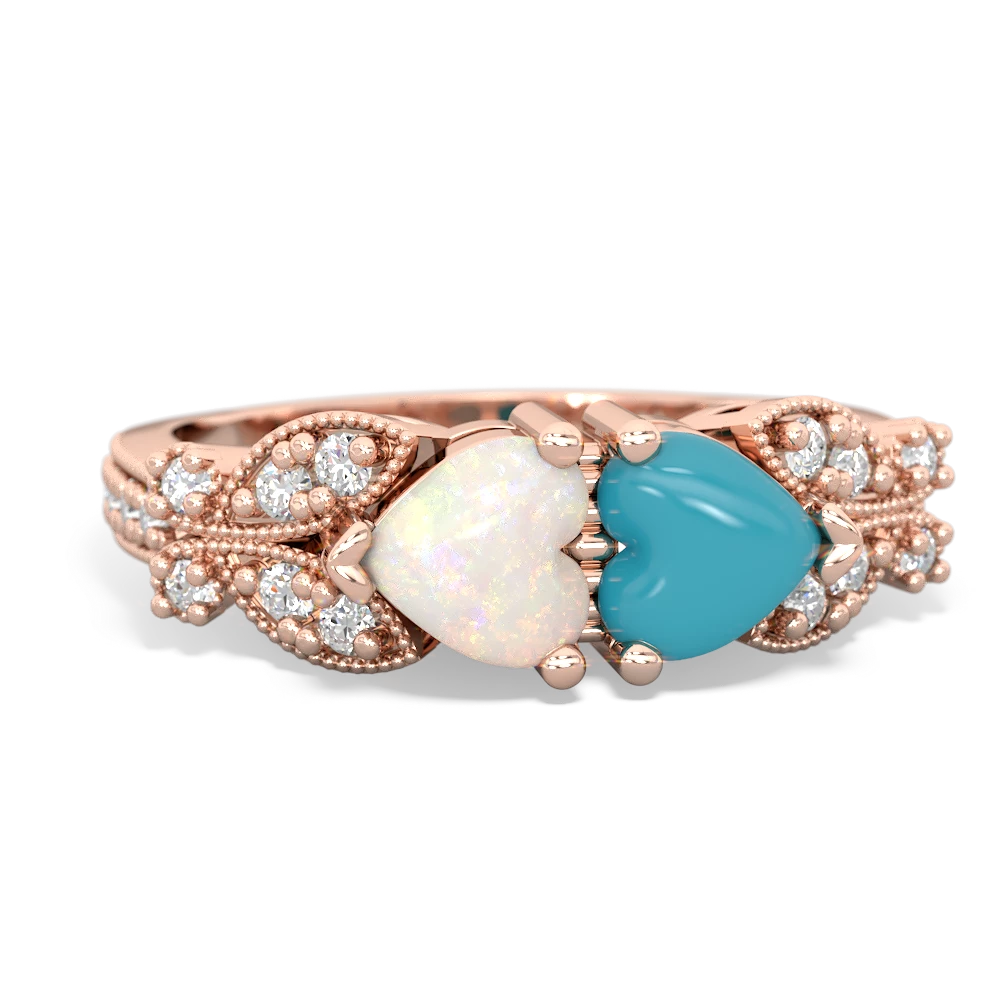 Opal Diamond Butterflies 14K Rose Gold ring R5601