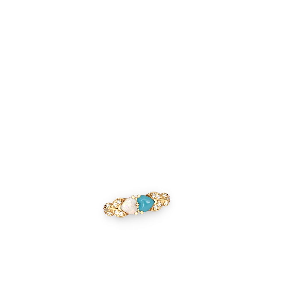 Opal Diamond Butterflies 14K Yellow Gold ring R5601