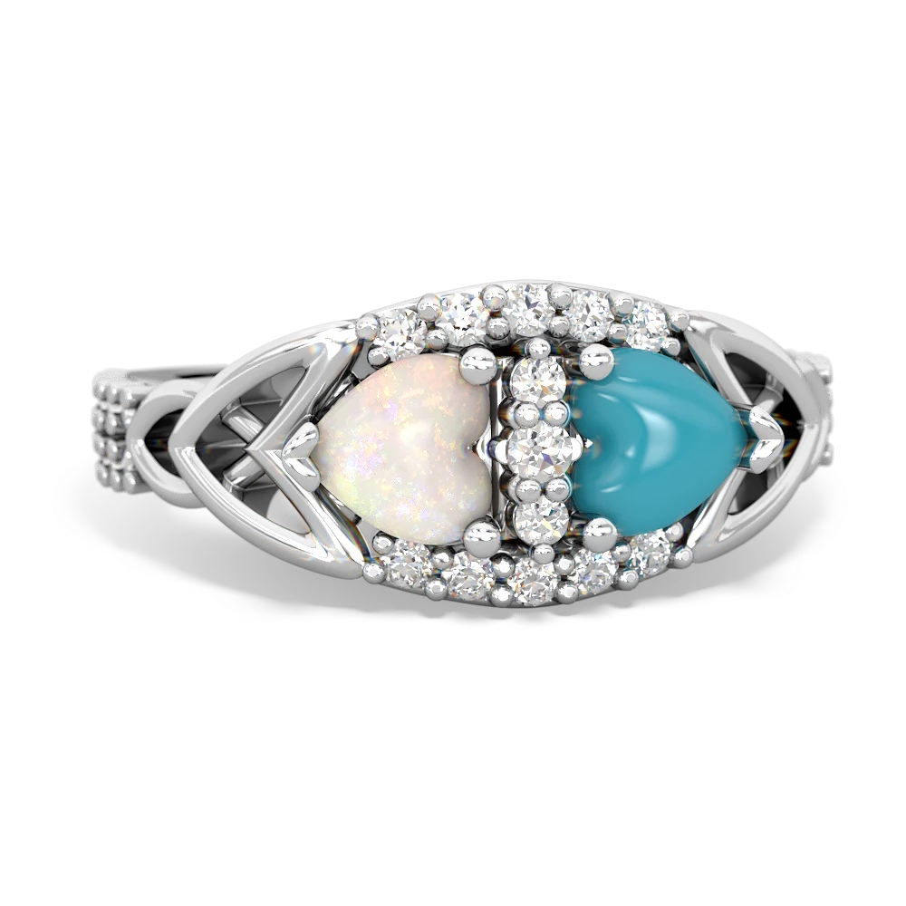 Opal Sparkling Celtic Knot 14K White Gold ring R2645