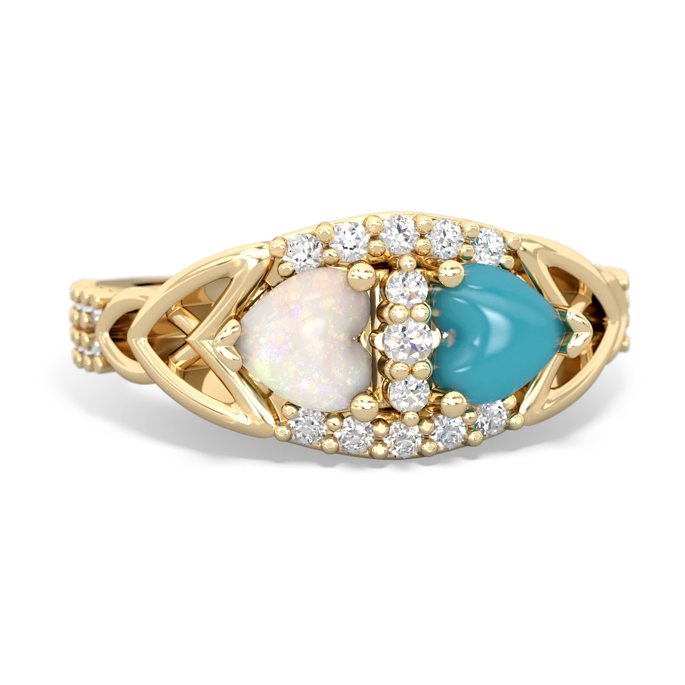 Opal Sparkling Celtic Knot 14K Yellow Gold ring R2645