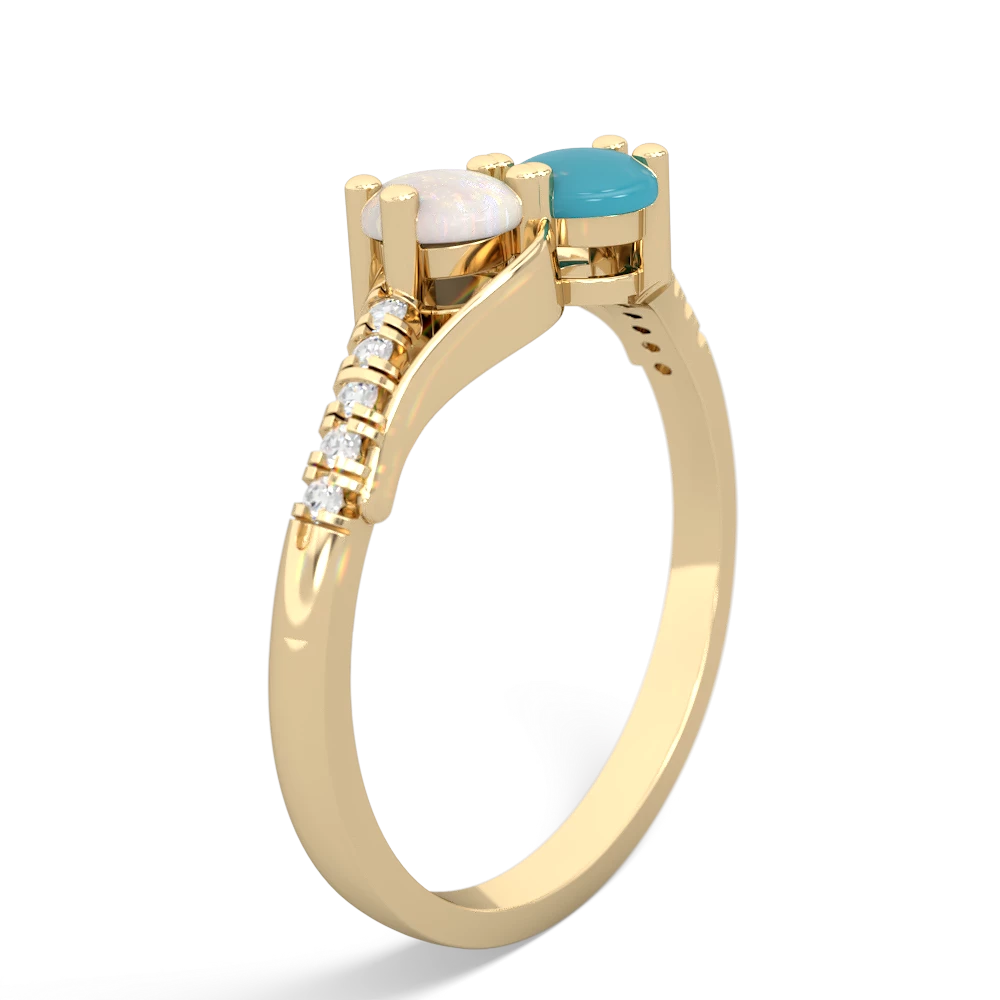 Opal Infinity Pave Two Stone 14K Yellow Gold ring R5285