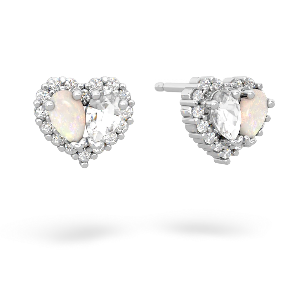 Opal Halo 14K White Gold earrings E7008