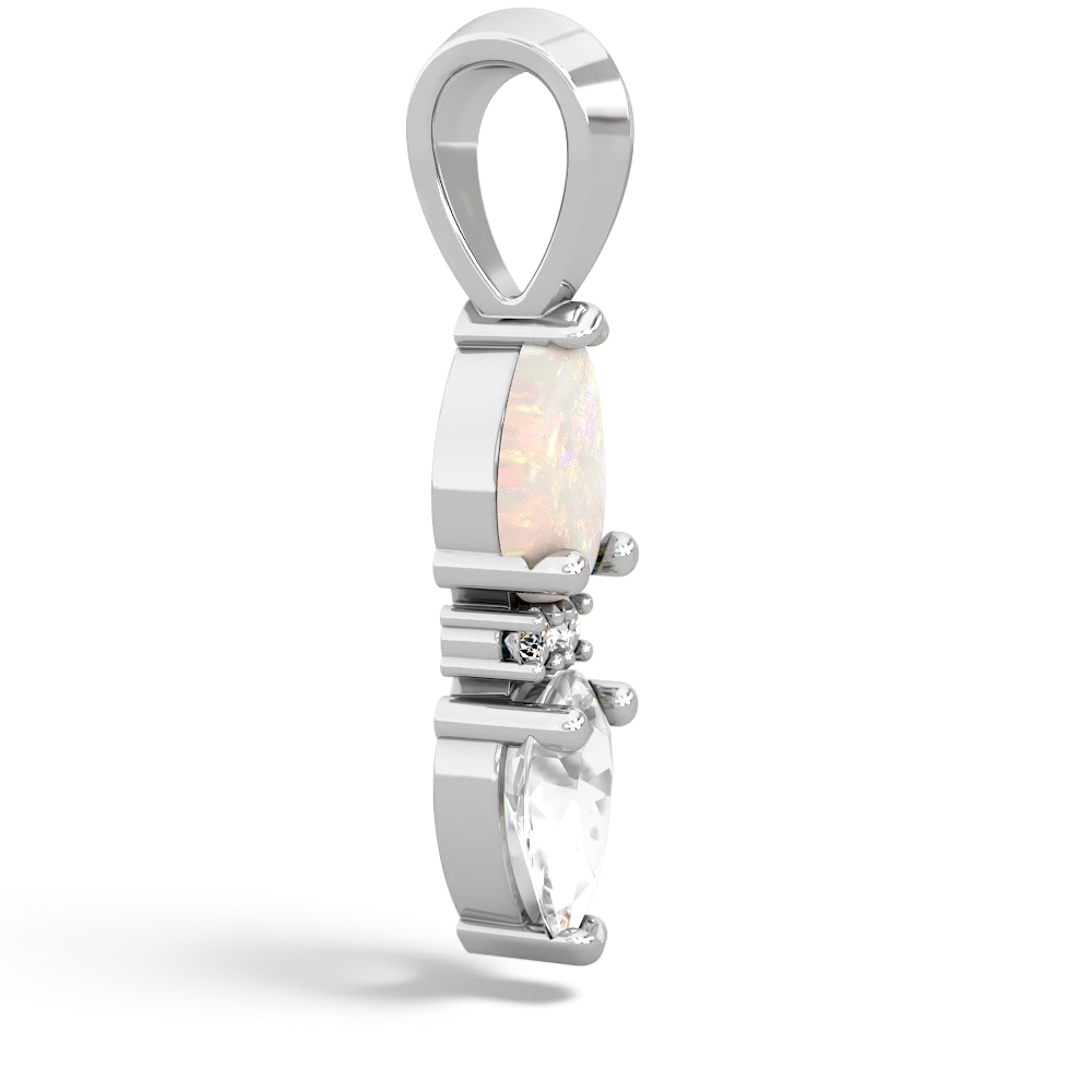 Opal Bowtie Drop 14K White Gold pendant P0865