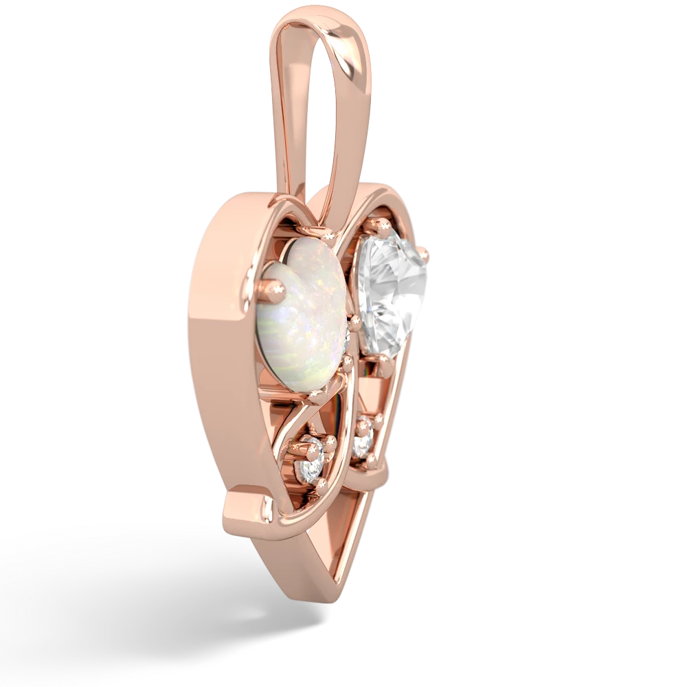 Opal Celtic Trinity Heart 14K Rose Gold pendant P5331