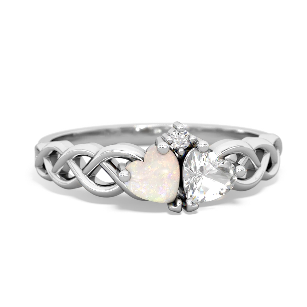 Opal Heart To Heart Braid 14K White Gold ring R5870