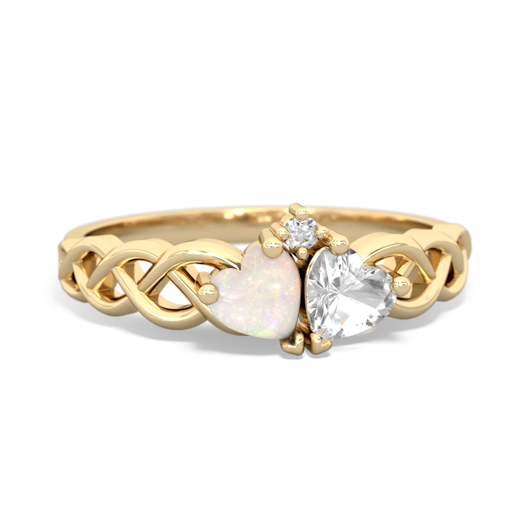 Opal Heart To Heart Braid 14K Yellow Gold ring R5870