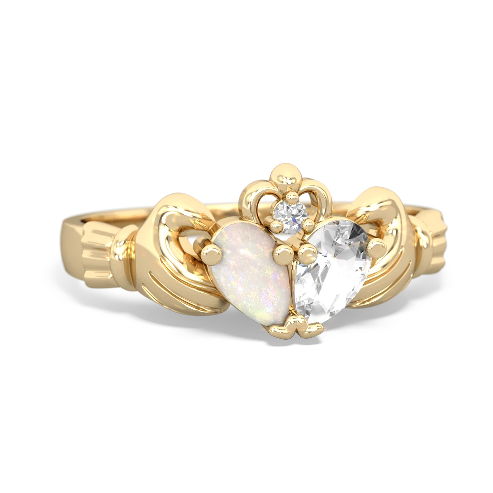 Opal 'Our Heart' Claddagh 14K Yellow Gold ring R2388