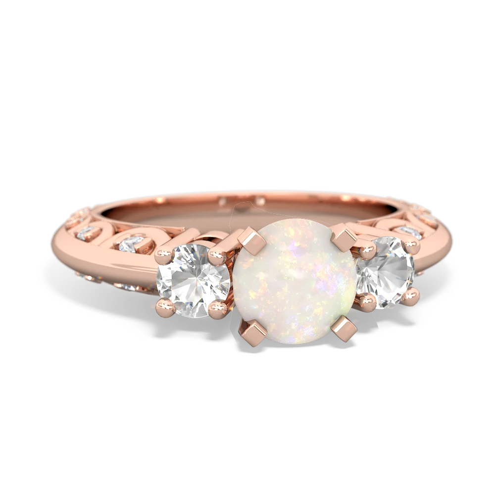 Opal Art Deco Eternal Embrace Engagement 14K Rose Gold ring C2003