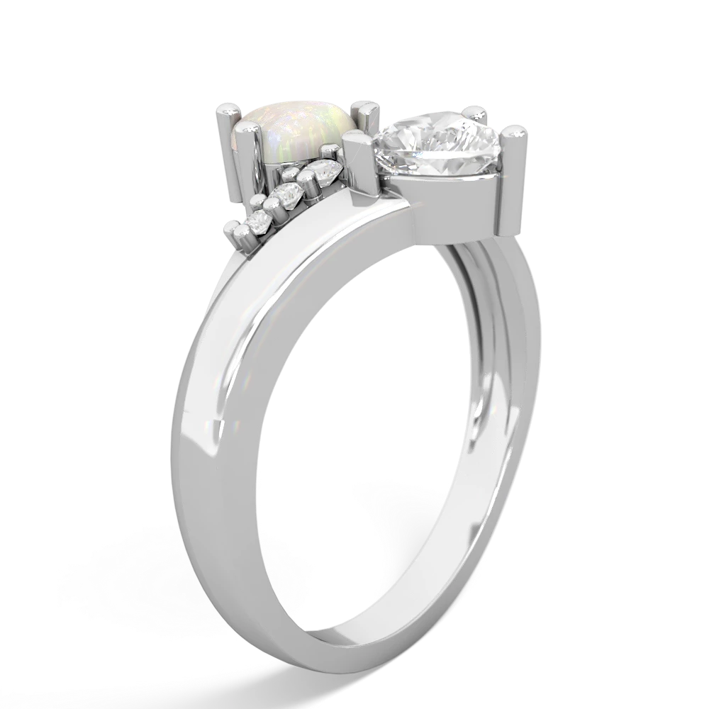 Opal Heart To Heart 14K White Gold ring R2064