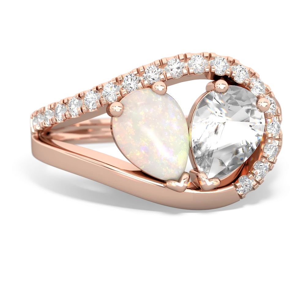 Opal Nestled Heart Keepsake 14K Rose Gold ring R5650