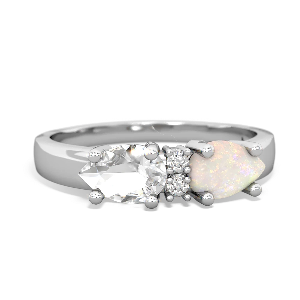 Opal Pear Bowtie 14K White Gold ring R0865