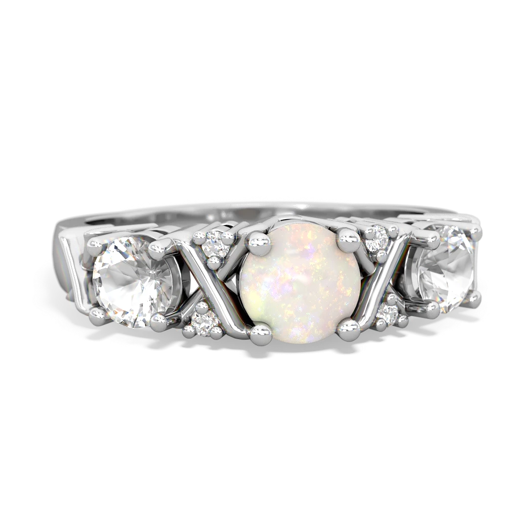 Opal Hugs And Kisses 14K White Gold ring R5016