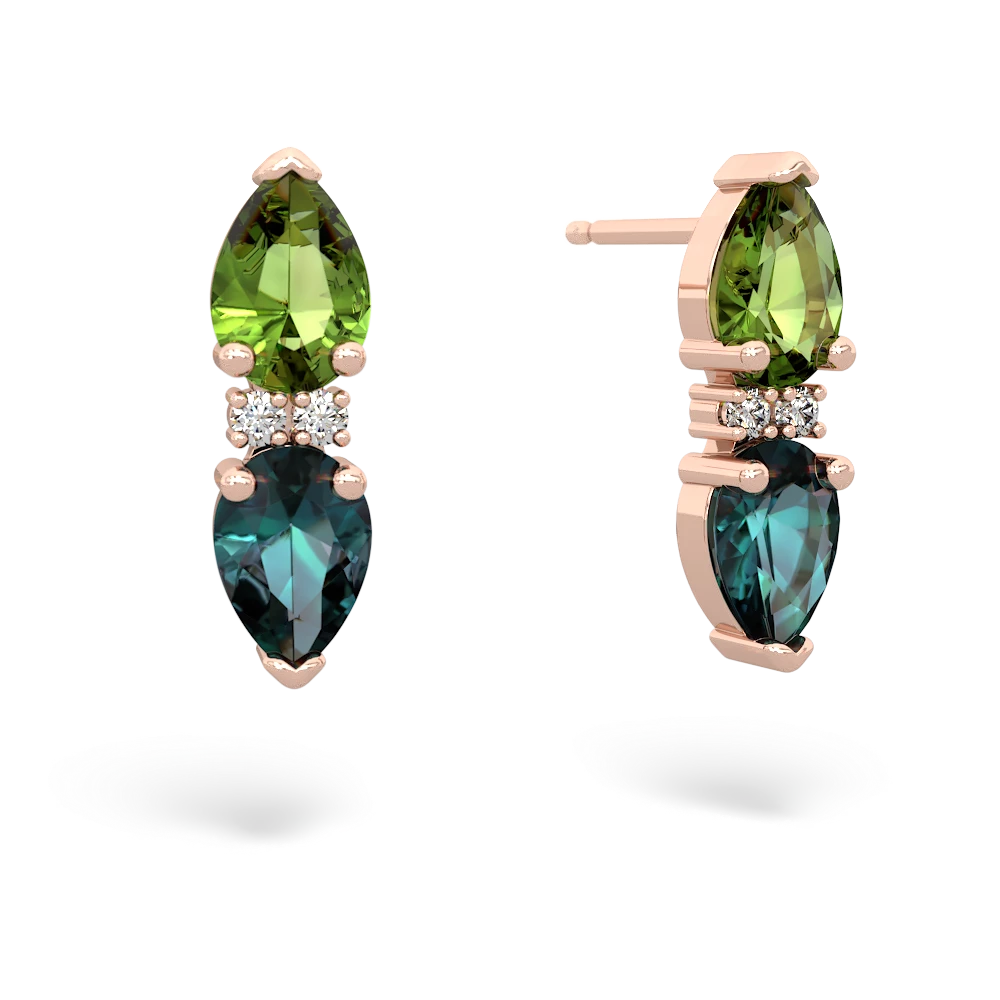 Peridot Bowtie Drop 14K Rose Gold earrings E0865