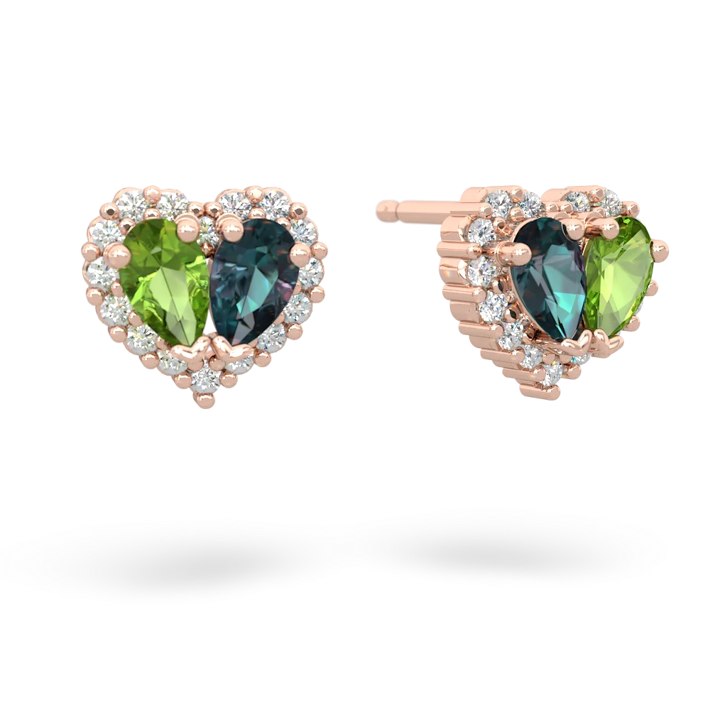 Peridot Halo 14K Rose Gold earrings E7008