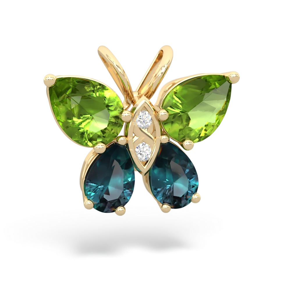 Peridot Butterfly 14K Yellow Gold pendant P2215