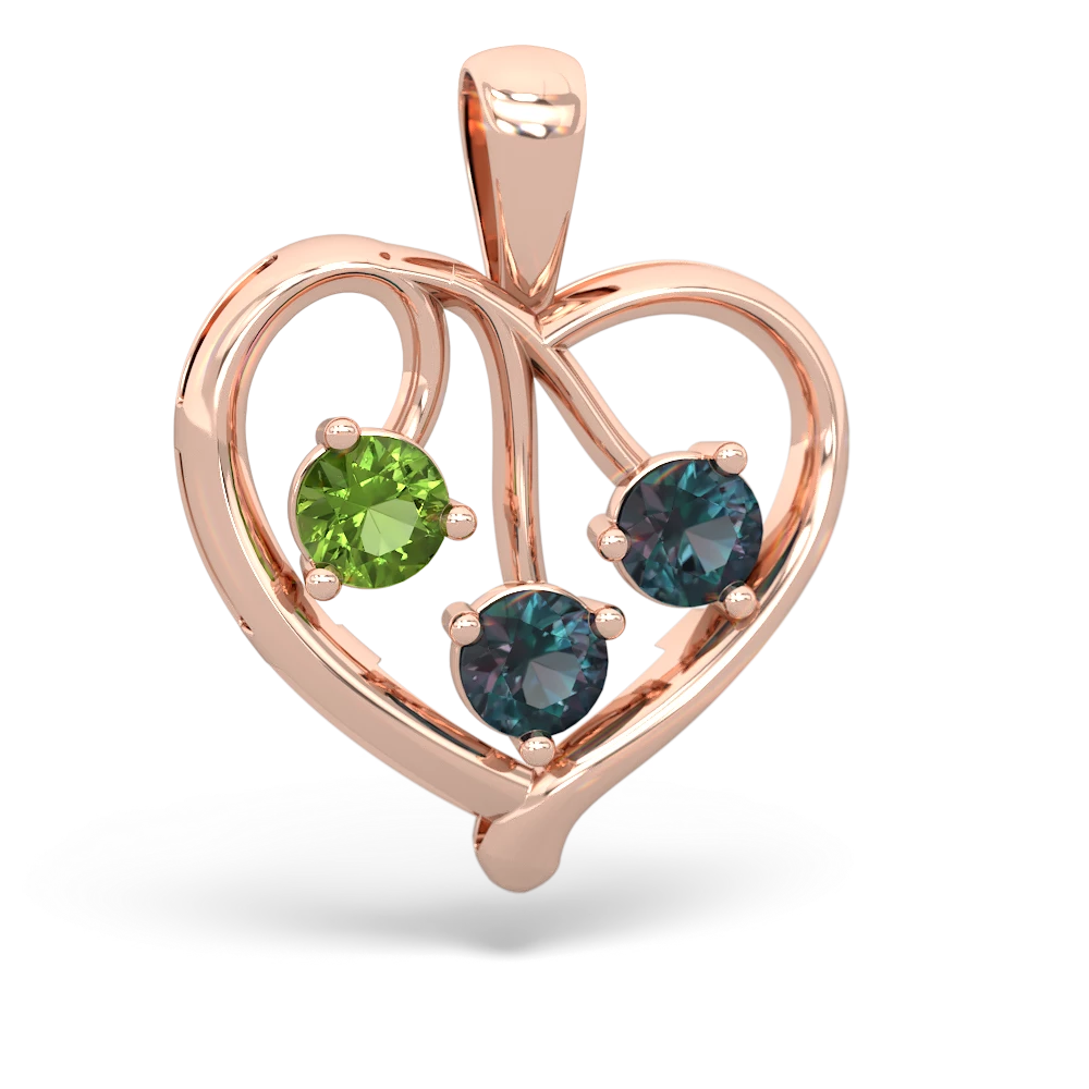 Peridot Glowing Heart 14K Rose Gold pendant P2233