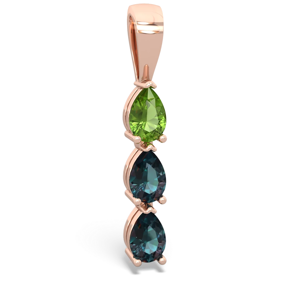 Peridot Dew Drops 14K Rose Gold pendant P2251